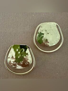 BRACHA - Gold Hammered Drop Stud Earrings - Women Jewelry